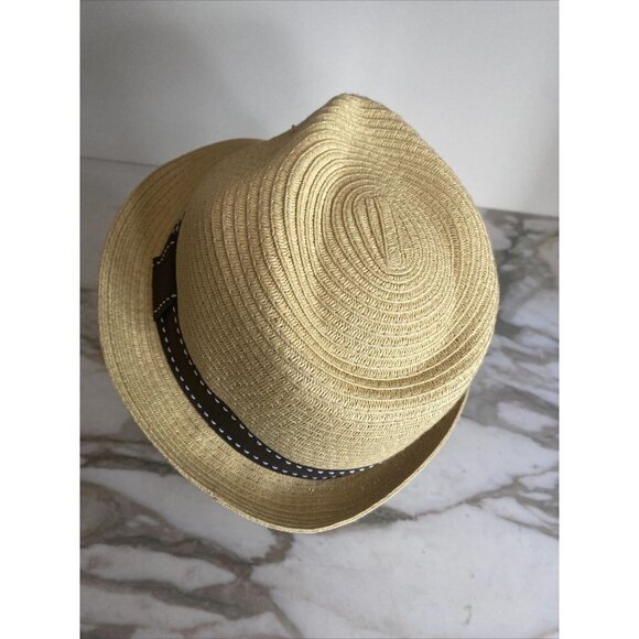 Impermeable Weatherproof Fedora Summer Hat Brown Ribbon Trim Size M - Picture 3 of 5